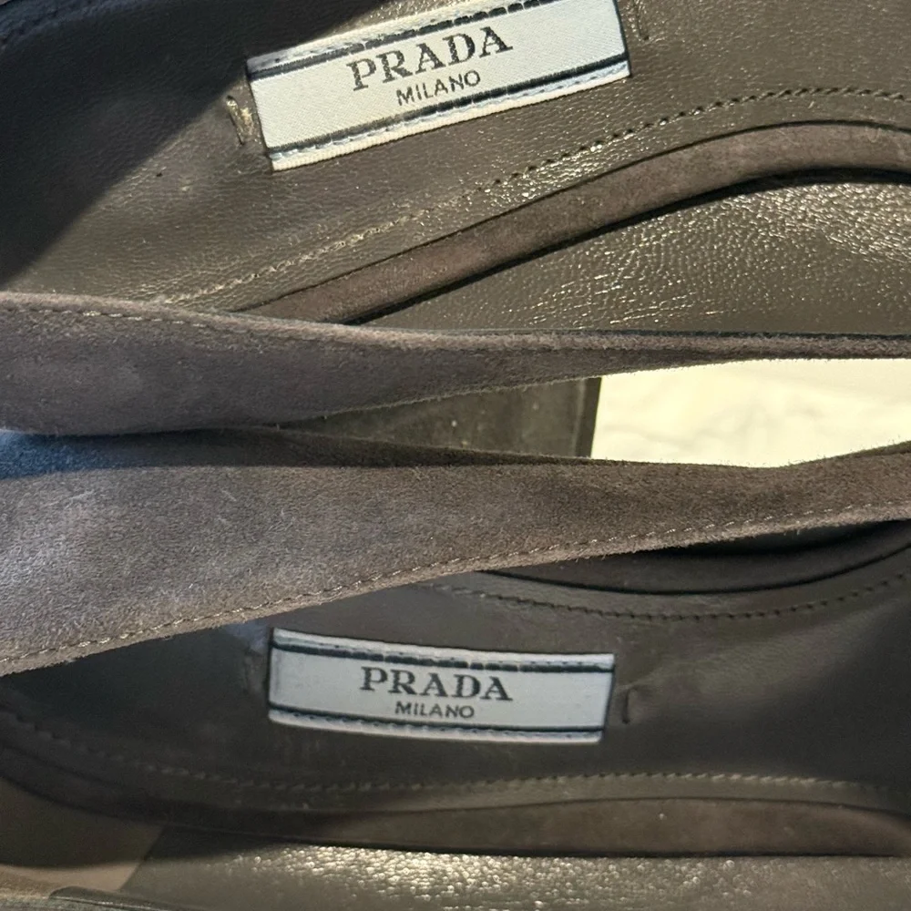 Prada Suede Block Heel Pumps Gray | Made in Italy | Size 39 - Picture 10 of 10